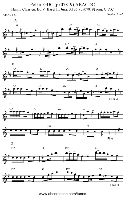 Polka  GDC (pk07819) ABACDC - staff notation