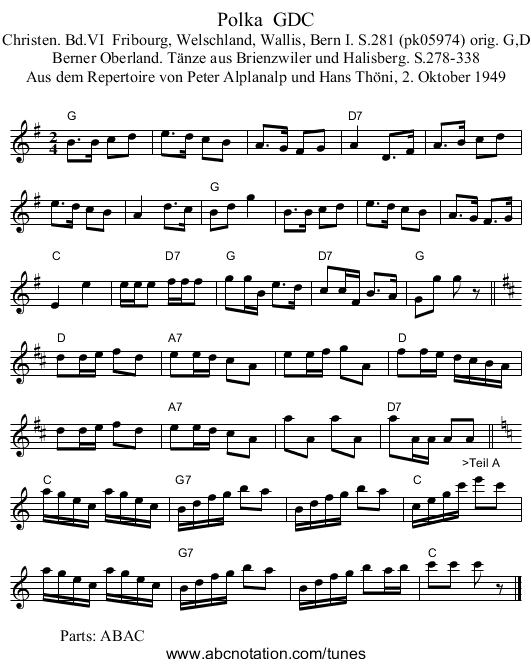 Polka  GDC - staff notation
