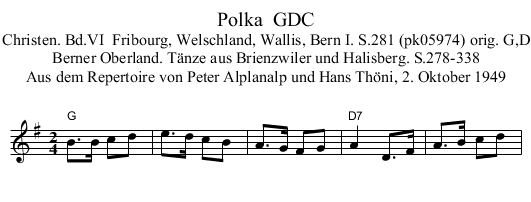 Polka  GDC - staff notation