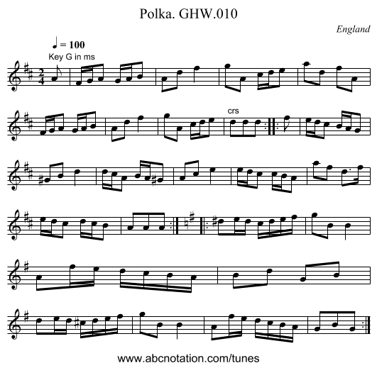 Polka. GHW.010 - staff notation