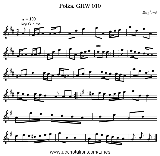 Polka. GHW.010 - staff notation