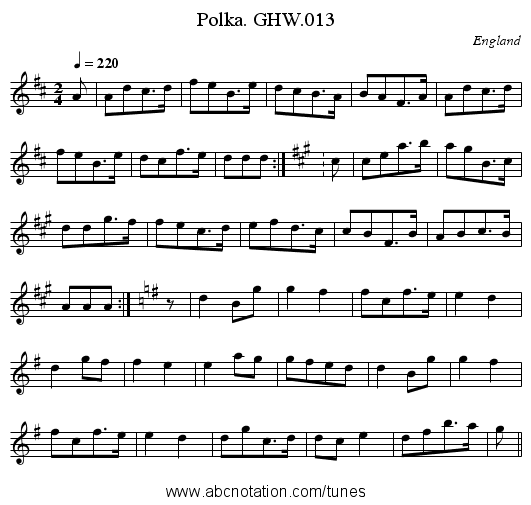 Polka. GHW.013 - staff notation