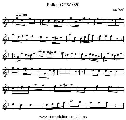 Polka. GHW.020 - staff notation