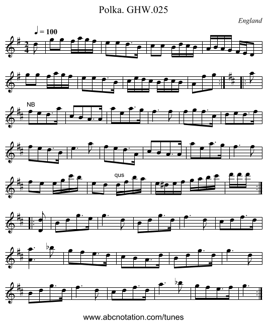Polka. GHW.025 - staff notation