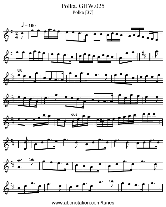 Polka. GHW.025 - staff notation