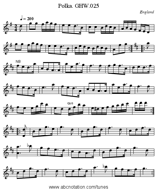 Polka. GHW.025 - staff notation