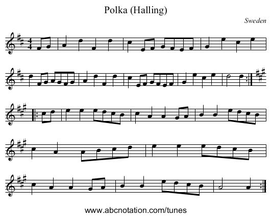 Polka (Halling) - staff notation