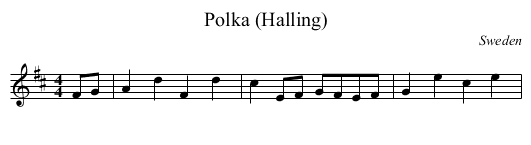 Polka (Halling) - staff notation