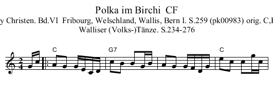 Polka im Birchi  CF - staff notation