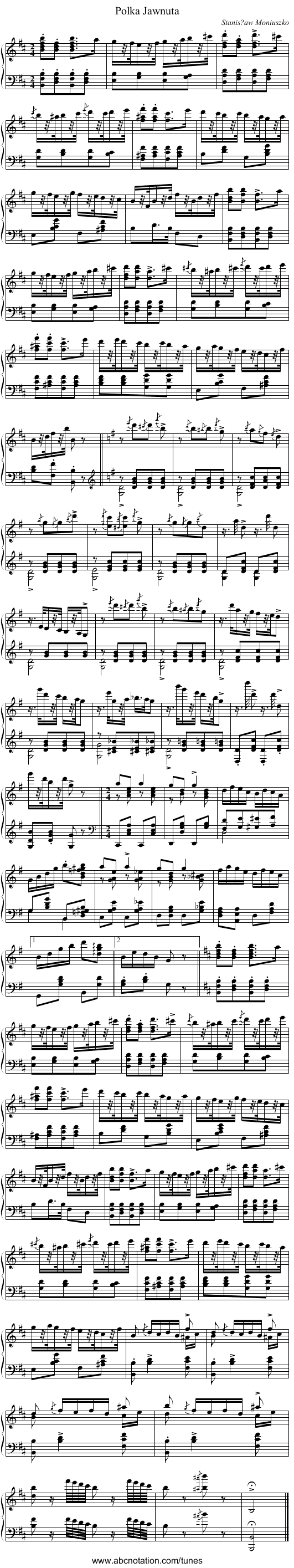 Polka Jawnuta - staff notation