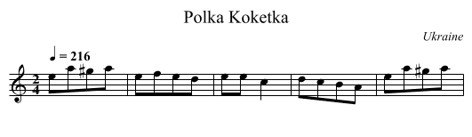Polka Koketka - staff notation