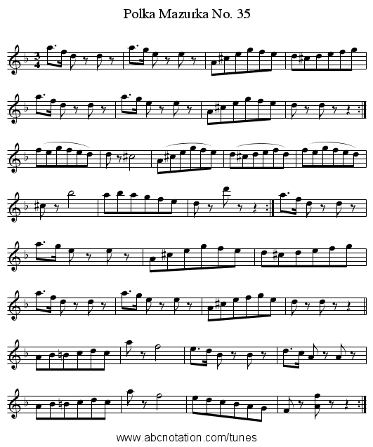 Polka Mazurka No. 35 - staff notation