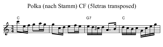 Polka (nach Stamm) CF (5letras transposed) - staff notation