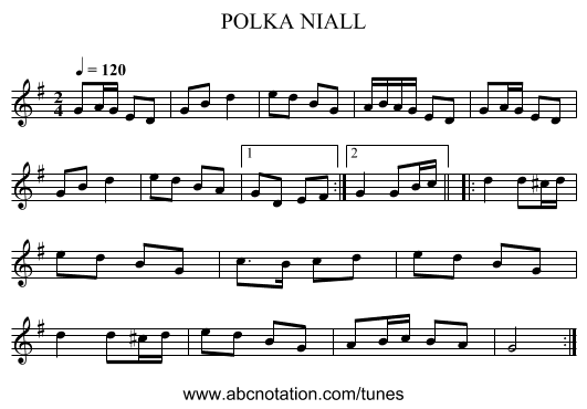 POLKA NIALL - staff notation