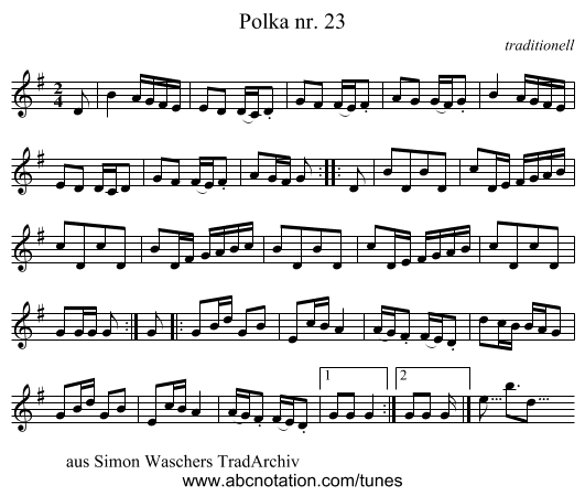 Polka nr. 23 - staff notation