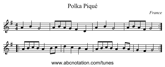 Polka Piqué - staff notation