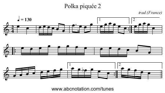 Polka piquée 2 - staff notation