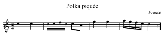 Polka piquée - staff notation