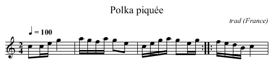 Polka piquée - staff notation