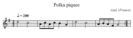 Polka piquee - staff notation
