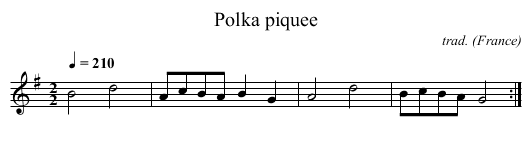 Polka piquee - staff notation