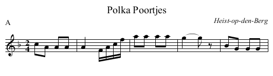 Polka Poortjes - staff notation