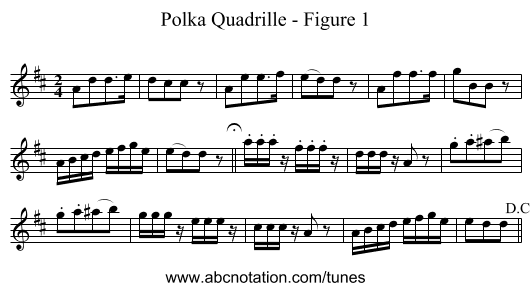 Polka Quadrille - Figure 1 - staff notation