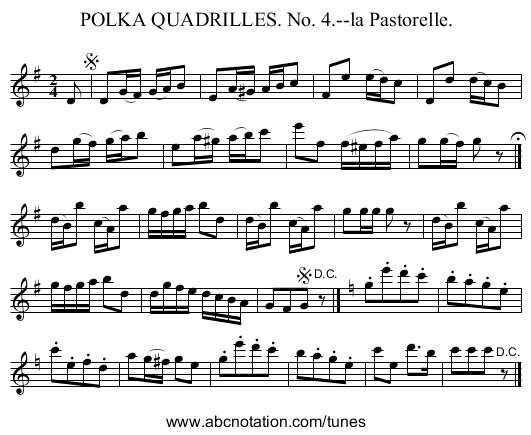 POLKA QUADRILLES. No. 4.--la Pastorelle. - staff notation