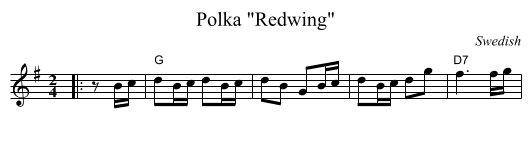 Polka Redwing - staff notation