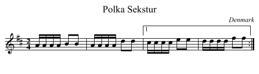Polka Sekstur - staff notation