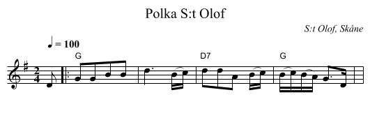 Polka S:t Olof - staff notation