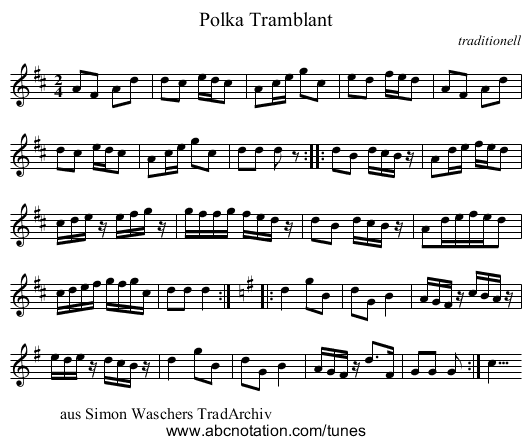 Polka Tramblant - staff notation