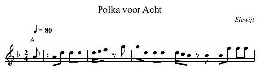 Polka voor Acht - staff notation