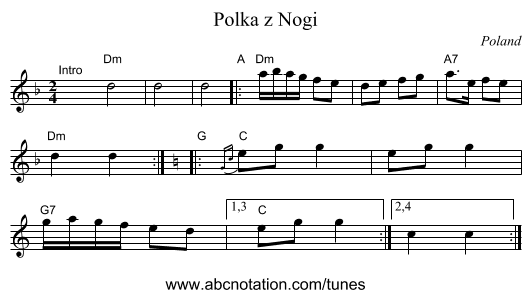 Polka z Nogi - staff notation