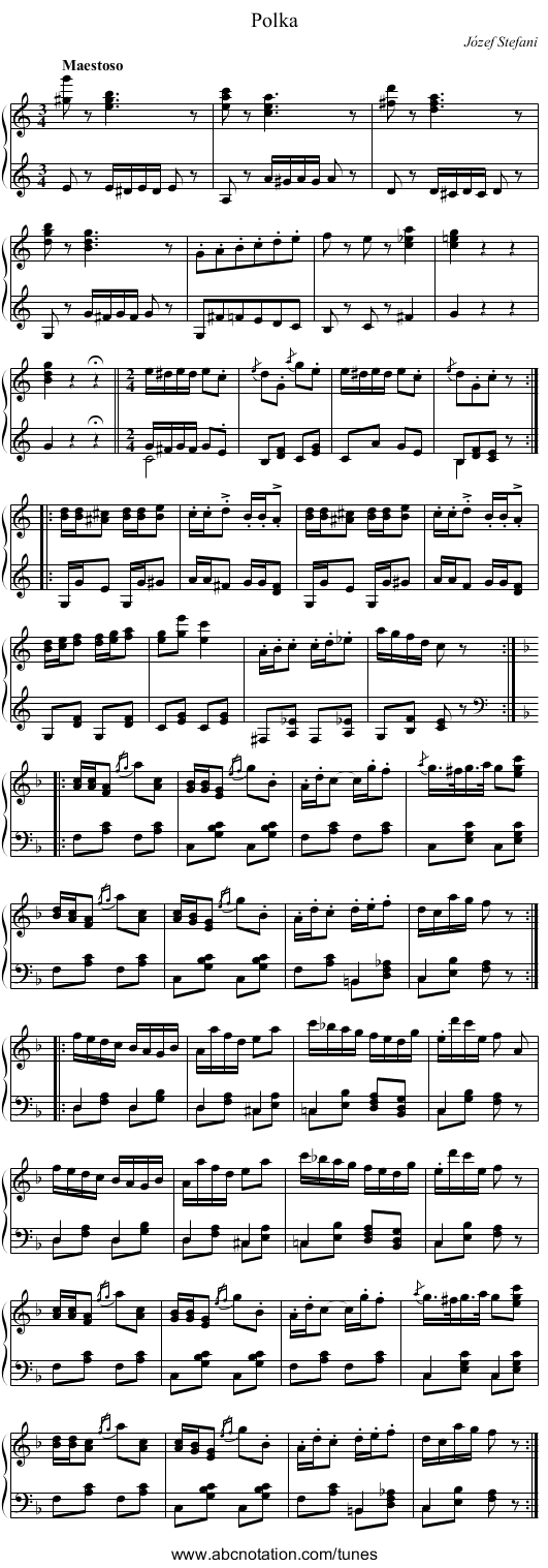 Polka - staff notation