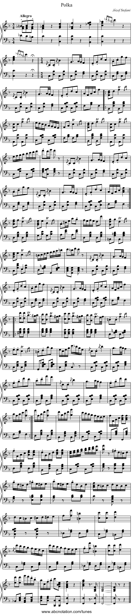 Polka - staff notation