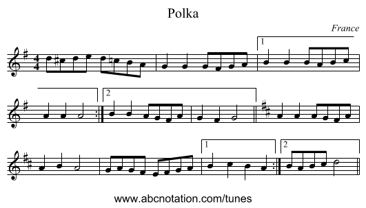Polka - staff notation