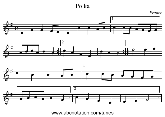 Polka - staff notation