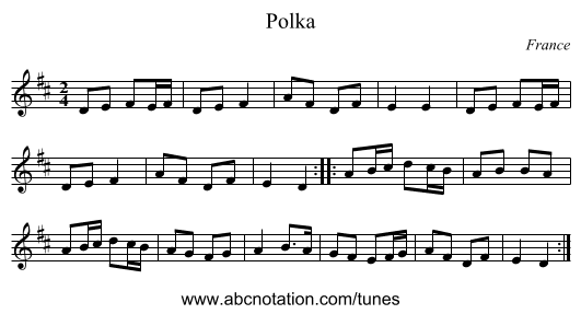 Polka - staff notation