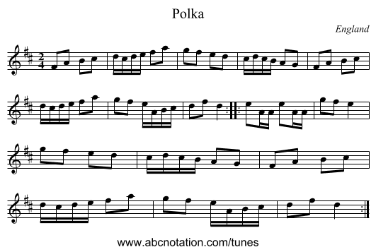 Polka - staff notation