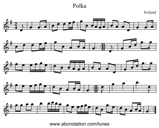 Polka - staff notation