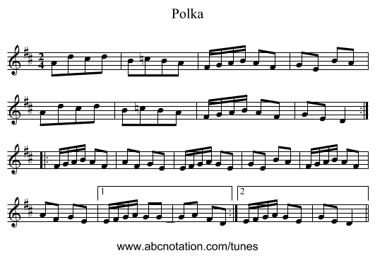 Polka - staff notation