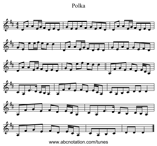 Polka - staff notation