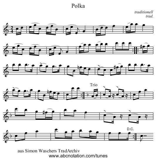 Polka - staff notation