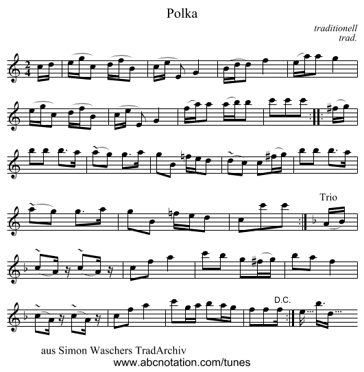 Polka - staff notation