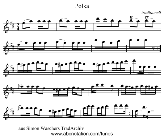 Polka - staff notation