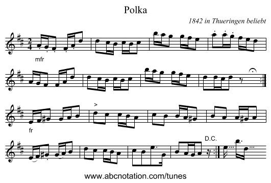 Polka - staff notation