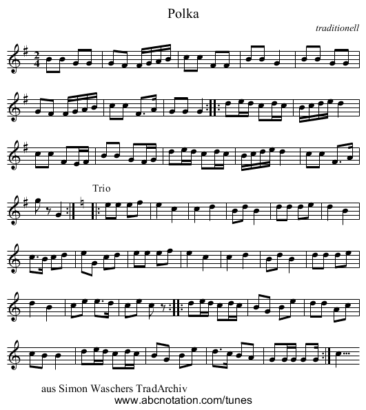Polka - staff notation