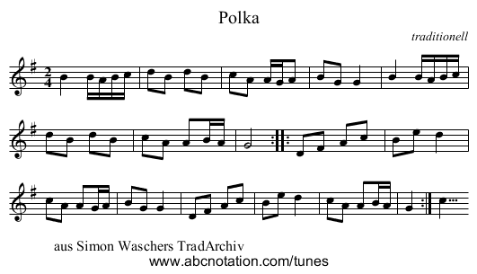 Polka - staff notation