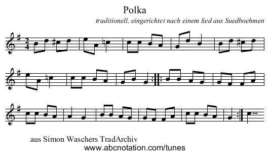 Polka - staff notation